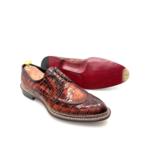 Maurice Custom Alligator Lace-Up Collab with Mr. Maximoff 1.0 - Coffee