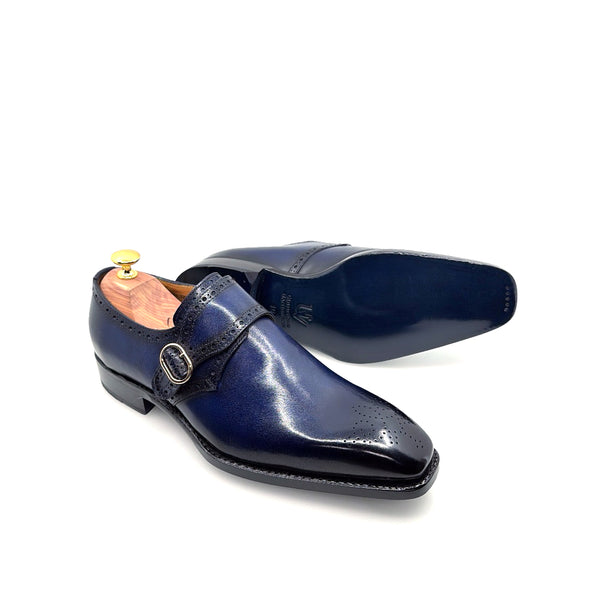 Ugo Vasare Monkstrap Calfskin Shoe - Navy