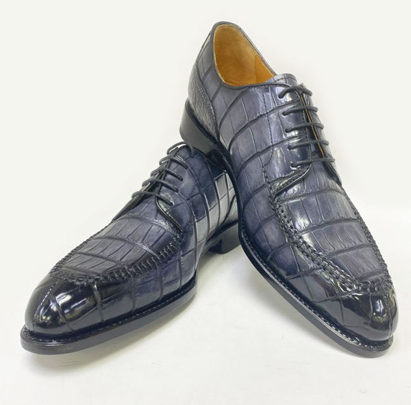 Ugo Vasare Alligator Lace-Up Shoe - Grey