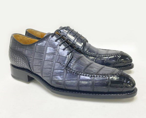 Ugo Vasare Alligator Lace-Up Shoe - Grey
