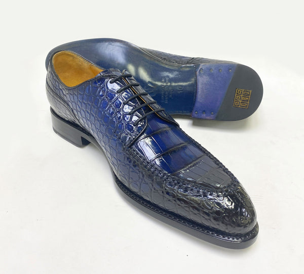Ugo Vasare Alligator Lace-Up Shoe - Navy