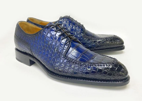 Ugo Vasare Alligator Lace-Up Shoe - Navy