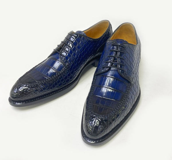 Ugo Vasare Alligator Lace-Up Shoe - Navy