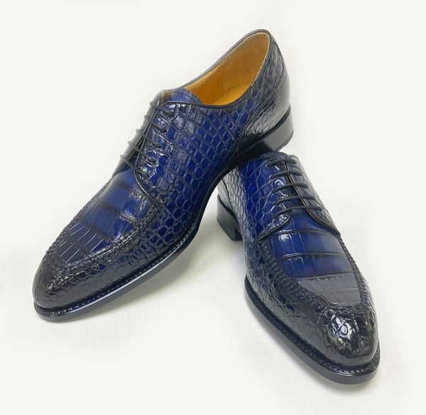 Ugo Vasare Alligator Lace-Up Shoe - Navy