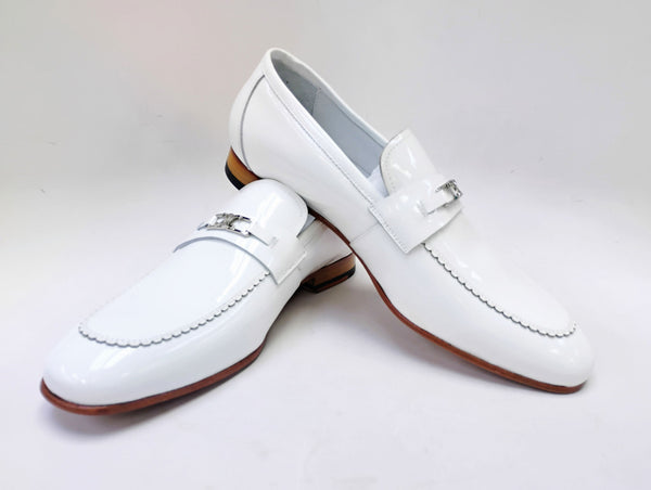 Maurice Patent Leather Bit Loafer - White