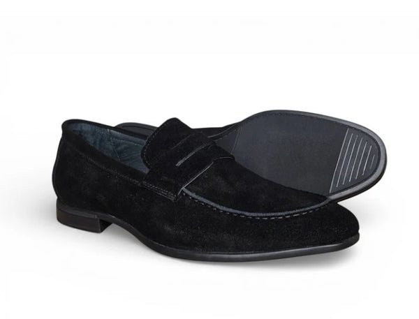 Carrucci Suede Penny Loafer - Black