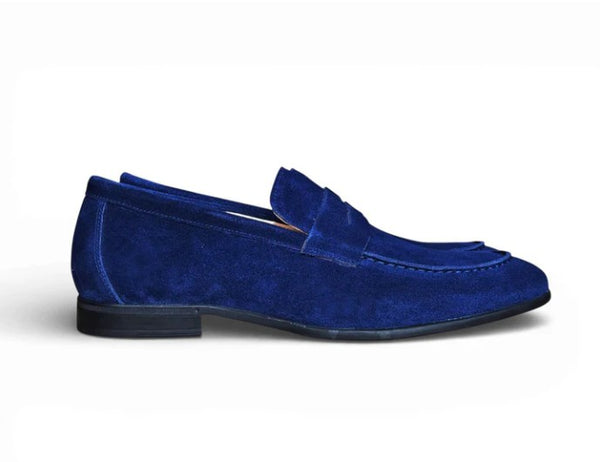 Carrucci Suede Penny Loafer - Navy
