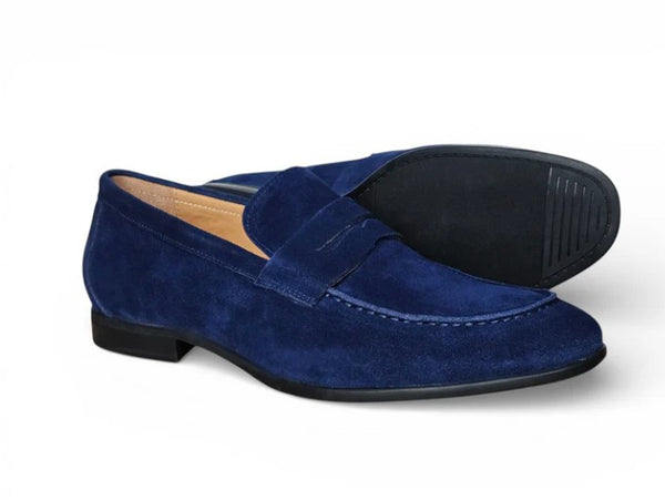 Carrucci Suede Penny Loafer - Navy