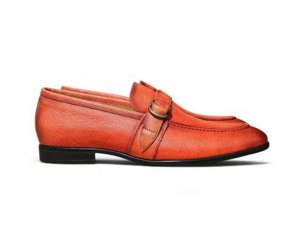Carrucci Double D Leather Loafer - Orange