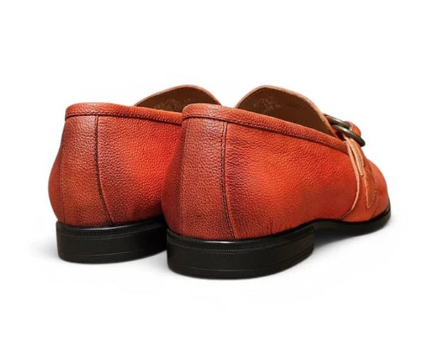 Carrucci Double D Leather Loafer - Orange