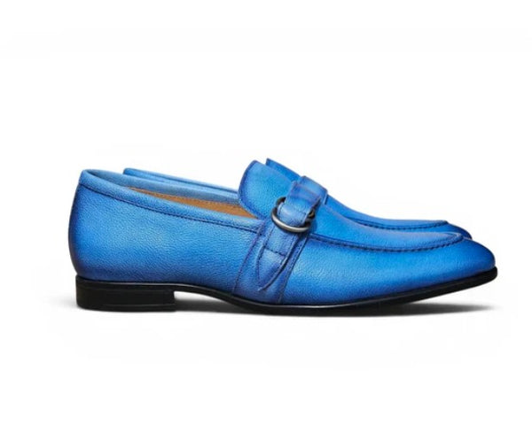 Carrucci Double D Leather Loafer - Sky/Blue