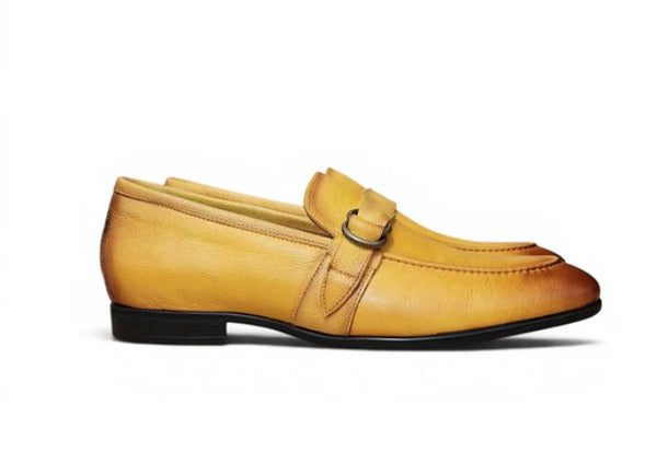 Carrucci Double D Leather Loafer - Yellow