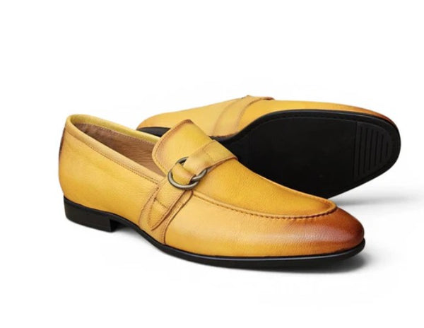 Carrucci Double D Leather Loafer - Yellow