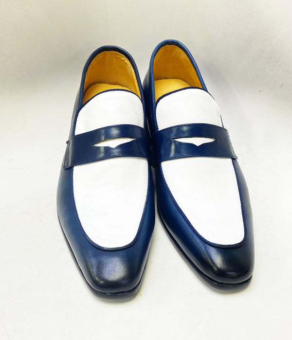 Maurice Calfskin Spectator Loafer - Navy/White