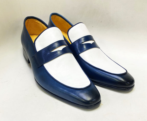 Maurice Calfskin Spectator Loafer - Navy/White