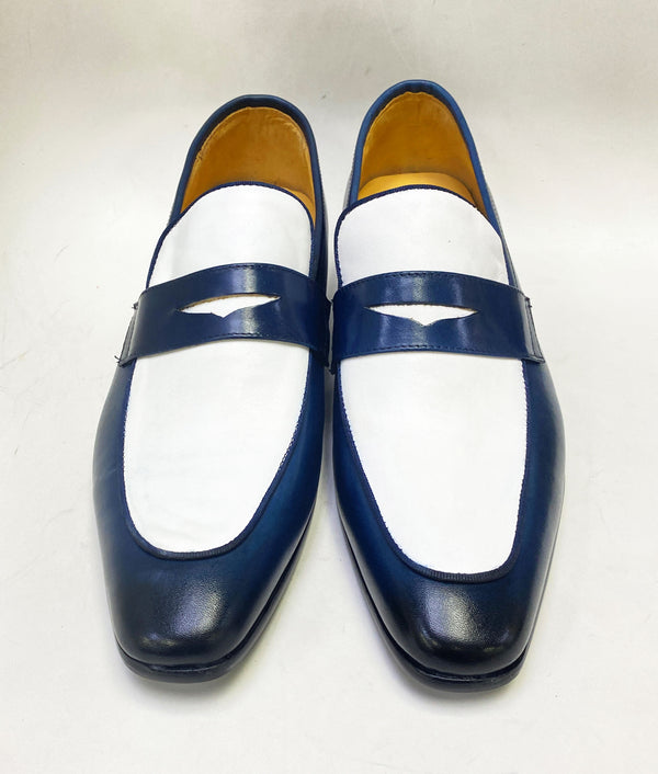 Maurice Calfskin Spectator Loafer - Navy/White