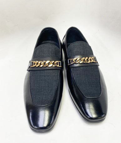 C&E Shoes Leather Fabric Loafer - Black