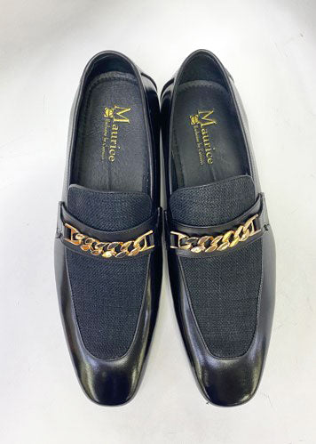 C&E Shoes Leather Fabric Loafer - Black