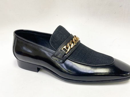 C&E Shoes Leather Fabric Loafer - Black