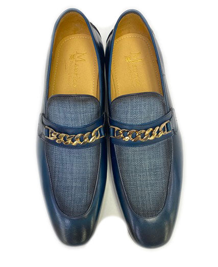 C&E Shoes Leather Fabric Loafer - Navy