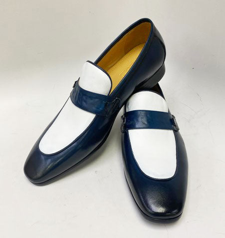 C&E Shoes Calfskin Spectator Loafer - Navy/White