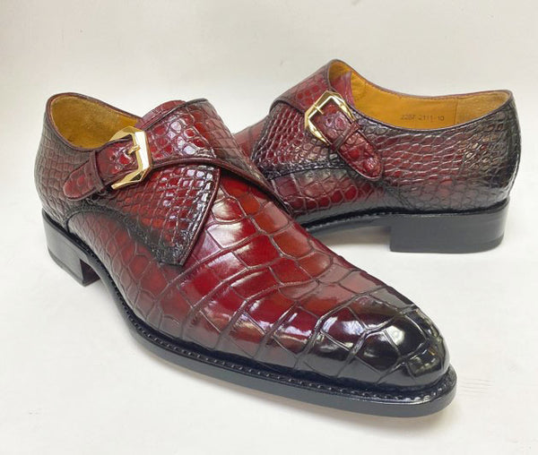 Ugo Vasare Alligator Monkstrap - Burgundy
