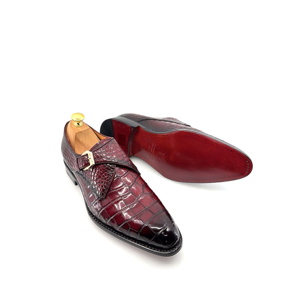 Ugo Vasare Alligator Monkstrap - Burgundy