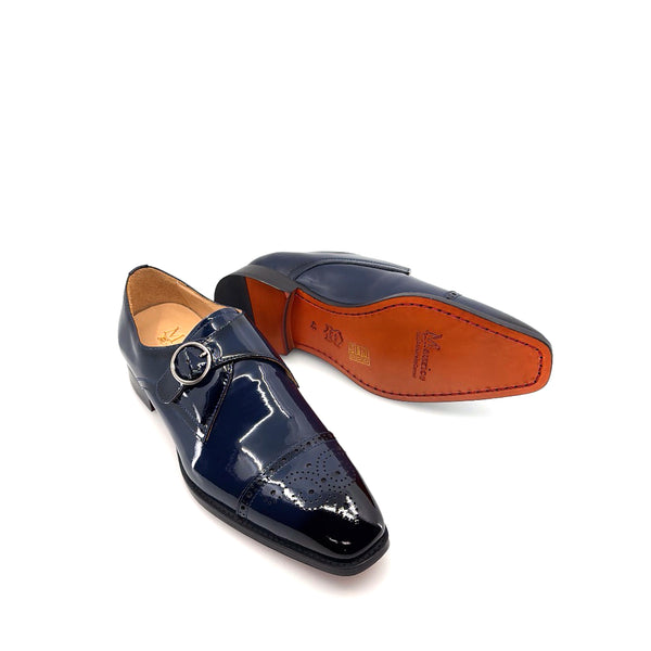 Maurice Patent Leather Monkstrap Shoe - Navy