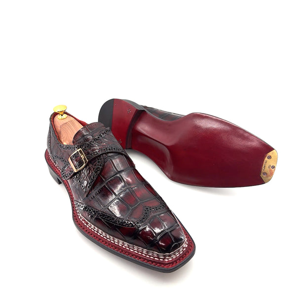 Maurice Custom Alligator Monkstrap Collab With Mr.Salvatore - Burgundy