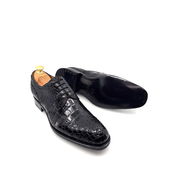 Ugo Vasare Alligator Lace-Up Oxford - Black