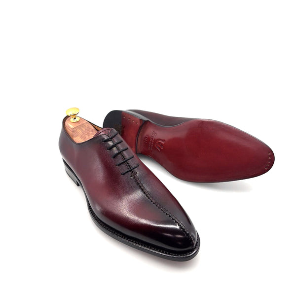 Ugo Vasare "Derrick" Burnished Calfskin Lace-Up Oxford Burgundy