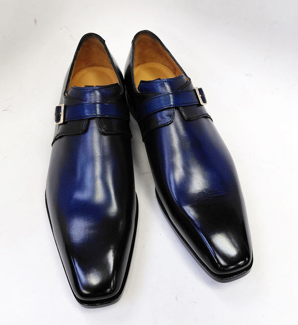 Ugo Vasare Monkstrap Calfskin Shoe - Navy