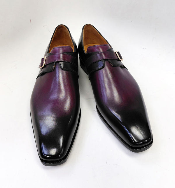 Ugo Vasare Monkstrap Calfskin Shoe - Purple