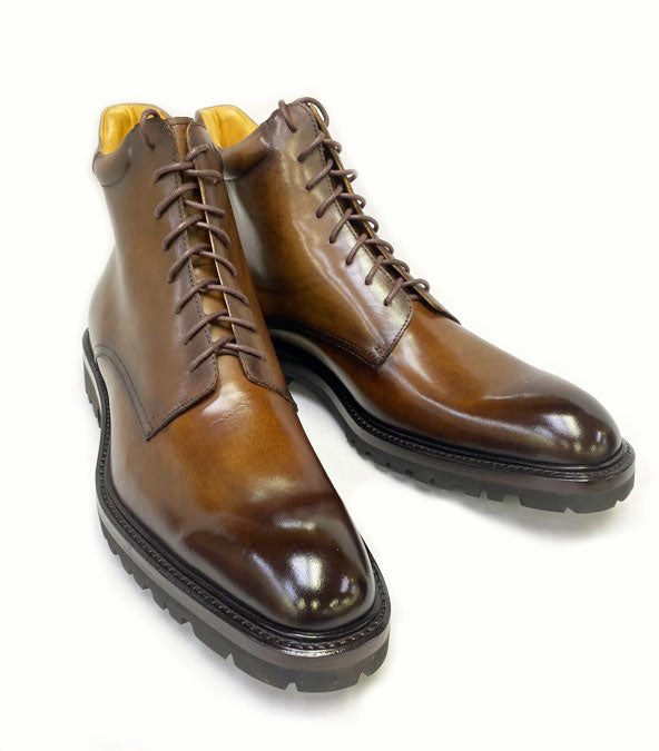 Ugo Vasare Lace-Up Calfskin Boot - Brown