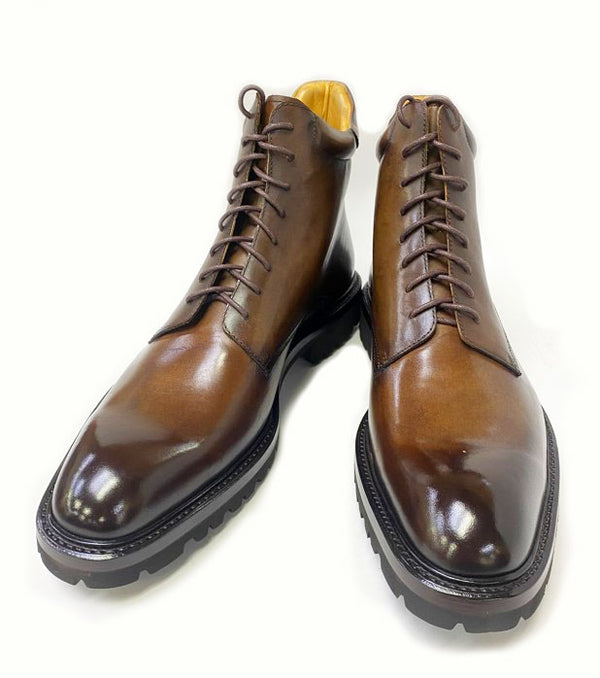 Ugo Vasare Lace-Up Calfskin Boot - Brown