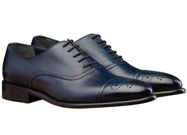 Toscana Cap-Toe Leather Shoe - Blue