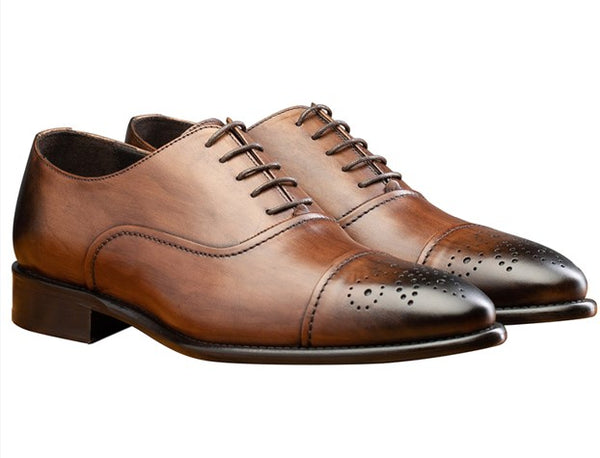 Toscana Cap-Toe Leather Shoe - Brown