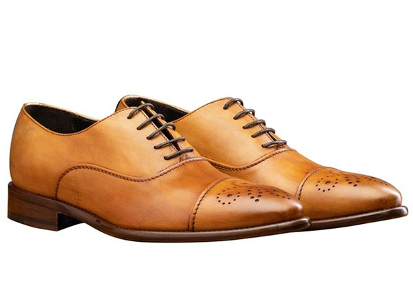 Toscana Cap-Toe Leather Shoe - Caramel