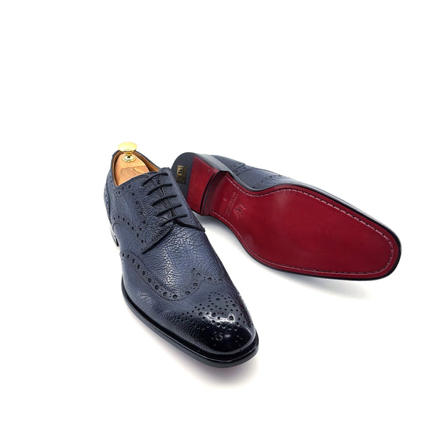 Ugo Vasare Llama Leather Wingtip Oxford - Navy