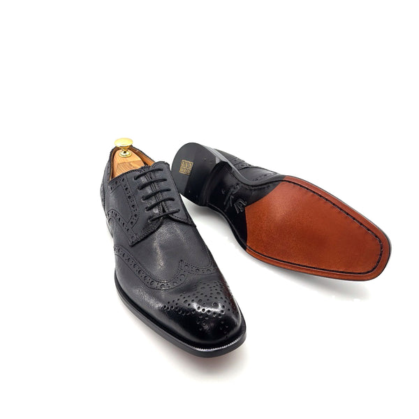 Ugo Vasare Llama Leather Wingtip Oxford - Black