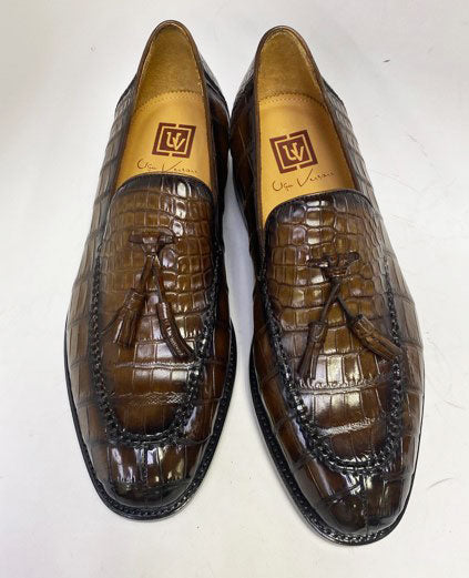 Ugo Vasare Alligator Tasseled Loafer - Brown