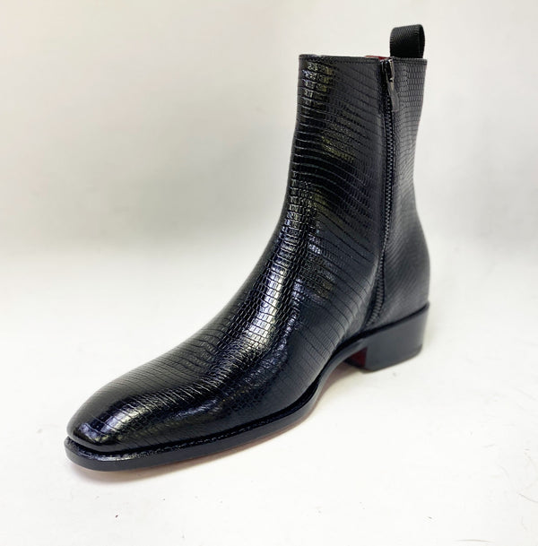 Ugo Vasare Lizard Leather Boot - Black
