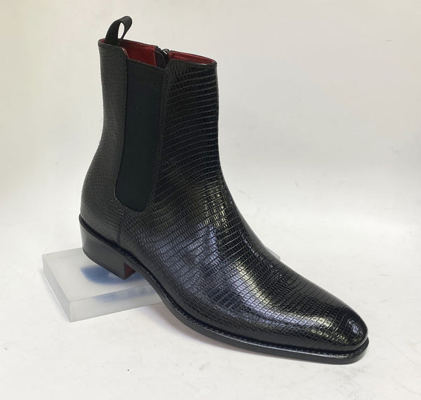 Ugo Vasare Lizard Leather Boot - Black
