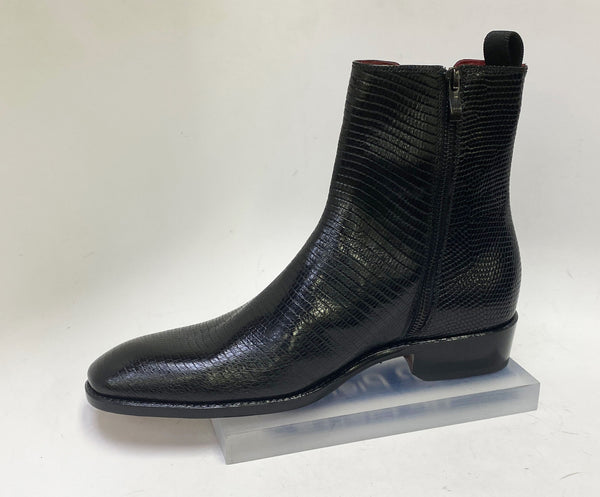Ugo Vasare Lizard Leather Boot - Black