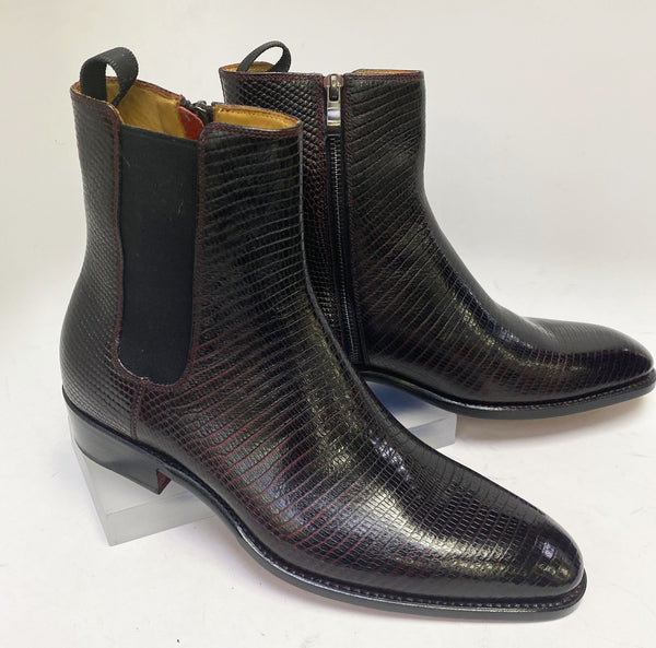 Ugo Vasare Lizard Leather Boot - Burgundy