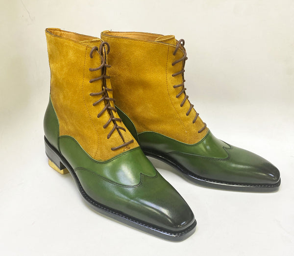 Ugo Vasare Burnished Leather Boot - Green/Tan
