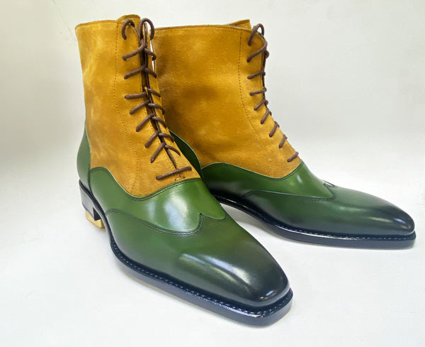 Ugo Vasare Burnished Leather Boot - Green/Tan
