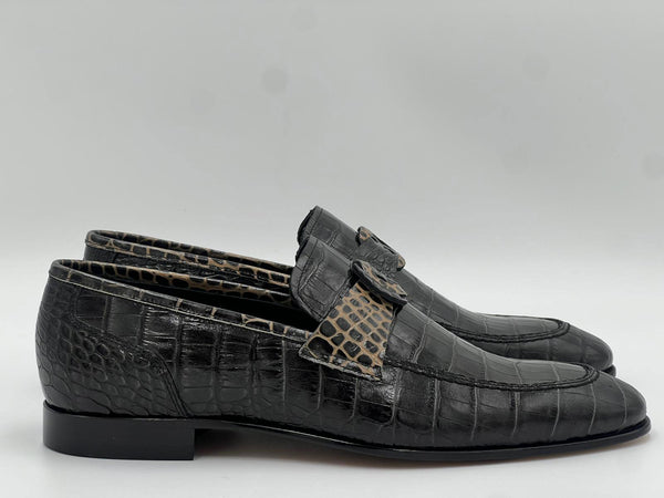 C Collection Crocodile Leather Loafer - Black
