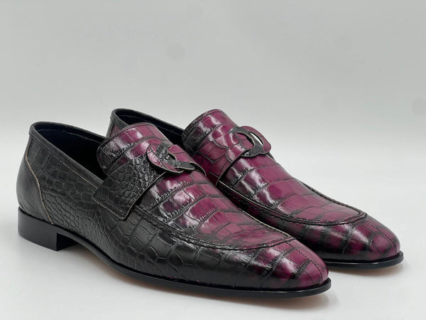 C Collection Crocodile Leather Loafer - Fuchsia