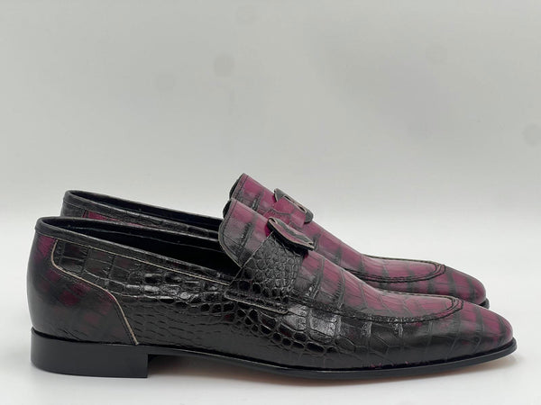 C Collection Crocodile Leather Loafer - Fuchsia